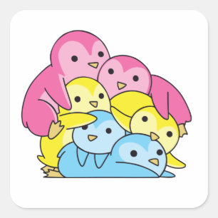 Pansexual Flag Pride Lgbtq Niedlich Pinguin Quadratischer Aufkleber