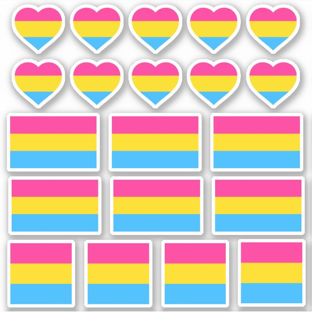 Pansexual Flag & Pride Stickers / Herz Aufkleber (Vorderseite)