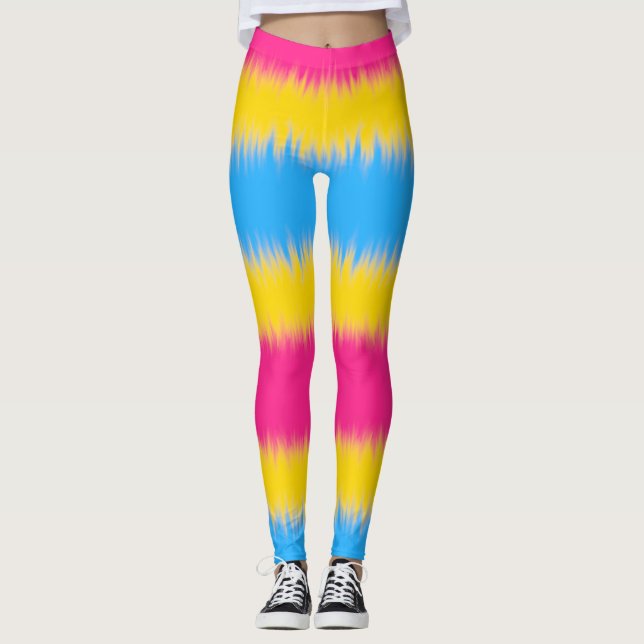 Pansexual Flag Wide Strip Leggings (Vorderseite)