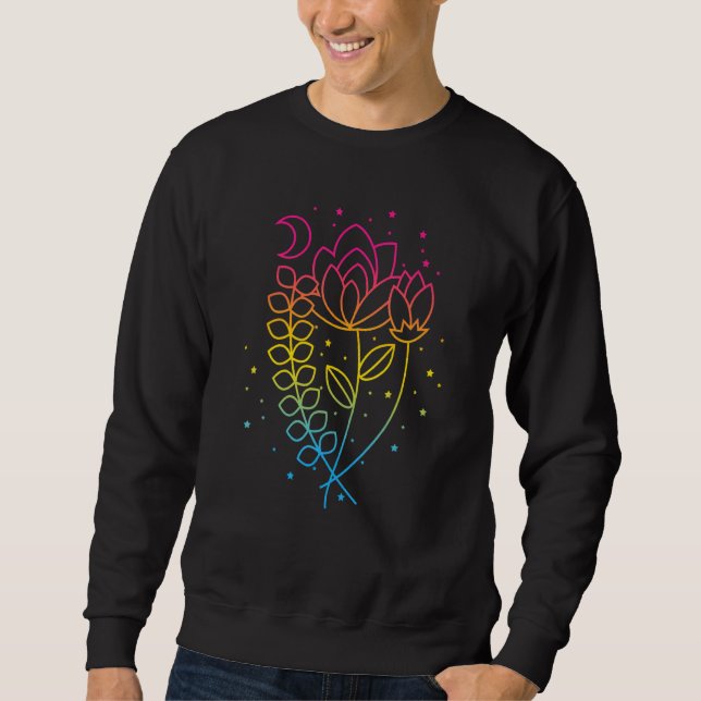 Pansexual Floral Pan Pride Flag Farben Subtle Boho Sweatshirt (Vorderseite)
