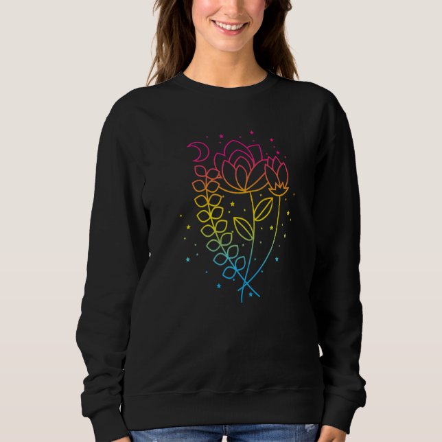 Pansexual Floral Pan Pride Flag Farben Subtle Boho Sweatshirt (Vorderseite)