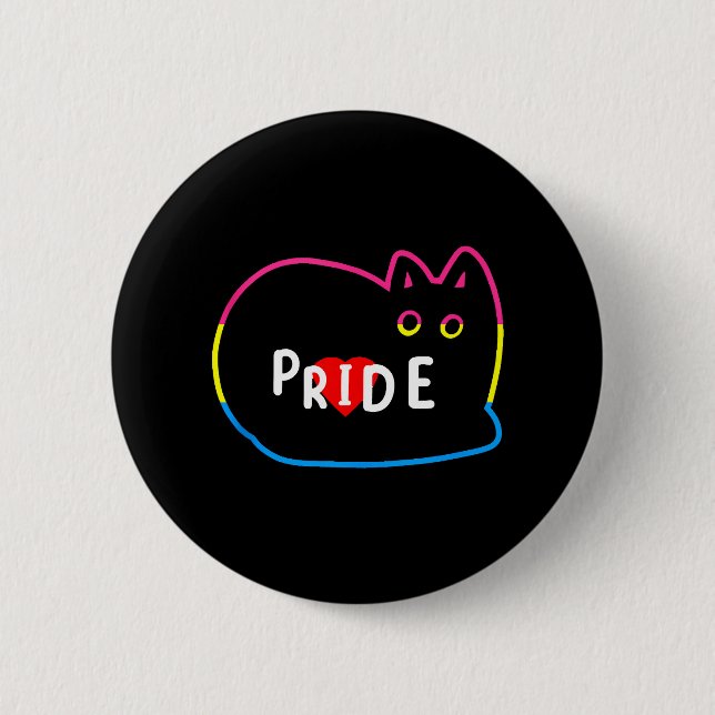 Pansexual Gay Pride Rainbow Cat Kitten LGBT Button (Vorderseite)