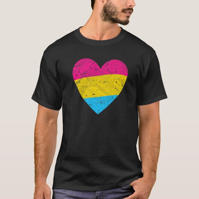 Pansexual Heart with Pan Flag  Pride Month Gender  T-Shirt (Vorderseite)