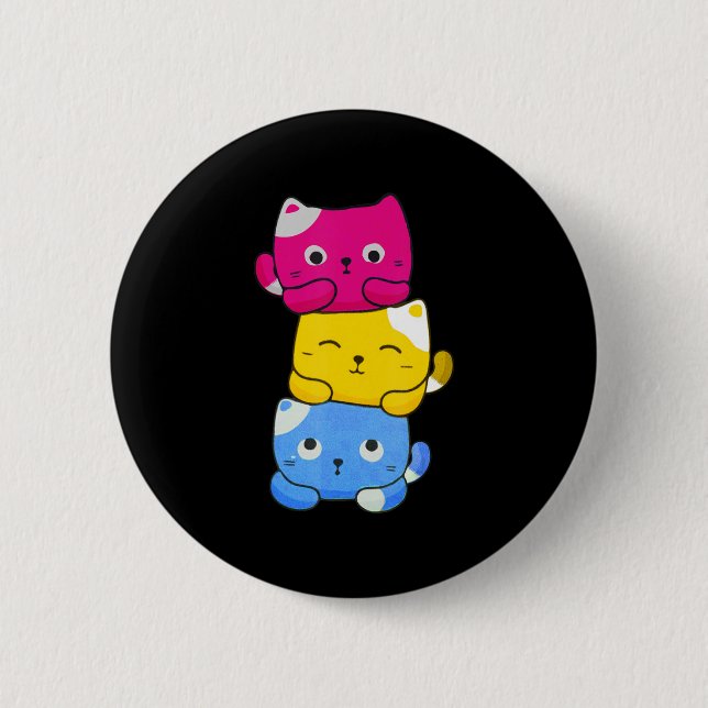 Pansexual Kawaii Cat Anime Art Niedlich Pan Pride  Button (Vorderseite)