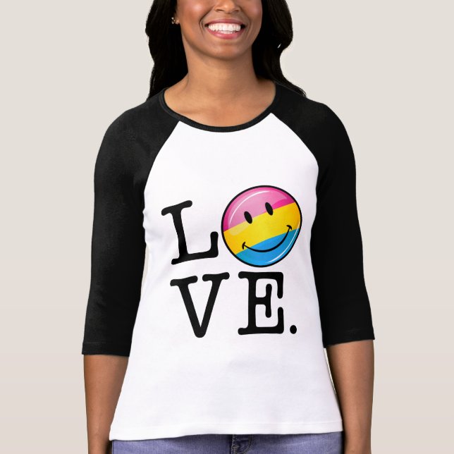 Pansexual Liebe-lächelnde Flagge T-Shirt (Vorderseite)