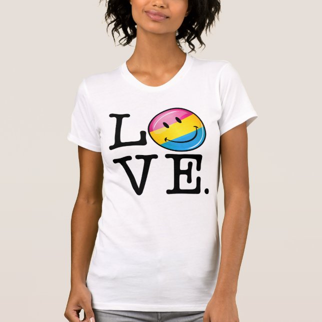 Pansexual Liebe-lächelnde Flagge T-Shirt (Vorderseite)