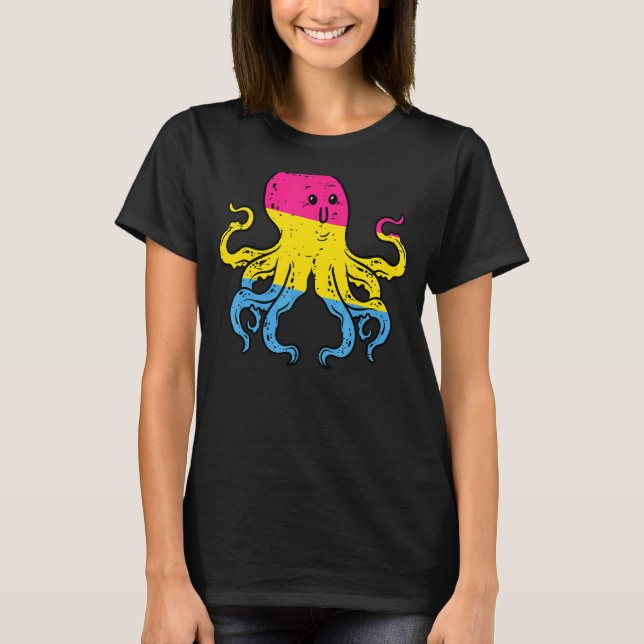 Pansexual Octopus Niedlich Stuff Pan Pride Flag Lg T-Shirt (Vorderseite)