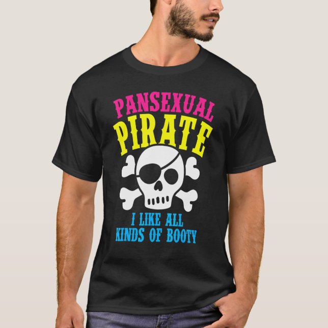 Pansexual Pirate Booty Rainbow Ally LGBTQ Pride Co T-Shirt (Vorderseite)