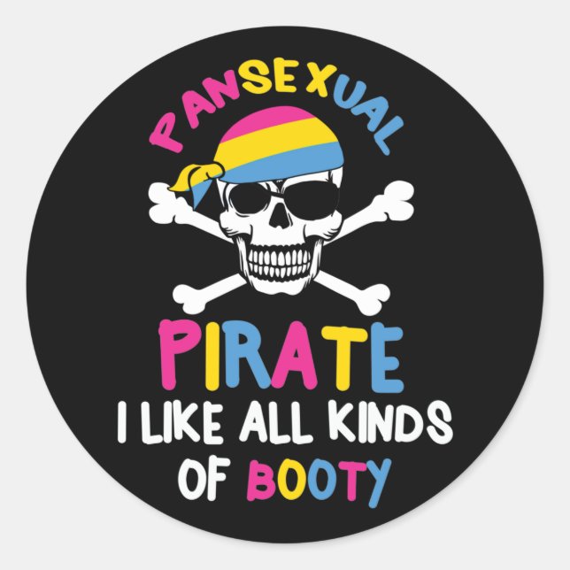 Pansexual Pirate Hintern LGBTQ Prix Runder Aufkleber (Vorderseite)