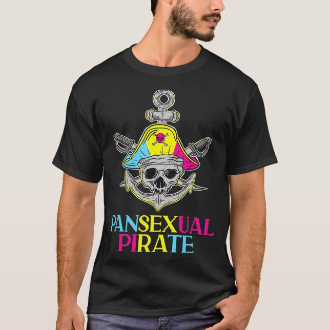 Pansexual Priate LGBTQ Monatsblende Farbe T-Shirt (Vorderseite)
