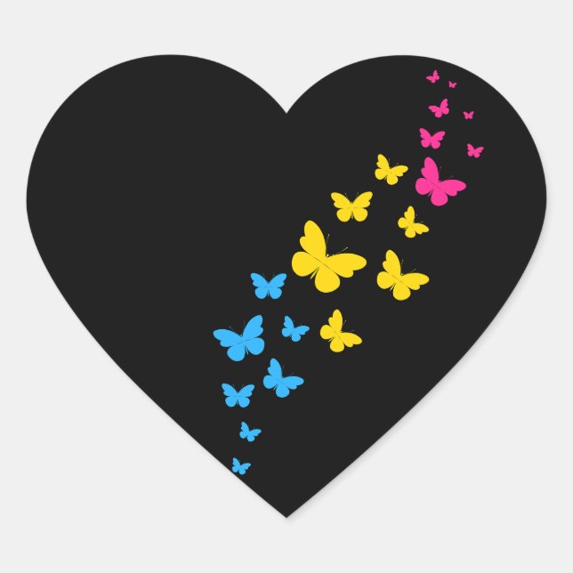 Pansexual Pride Butterfly Trail Herz-Aufkleber (Vorderseite)