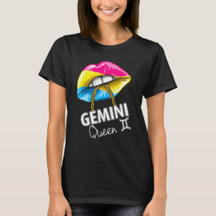 Pansexual Pride Gemini Königin Lips Flag Mai Juni  T-Shirt