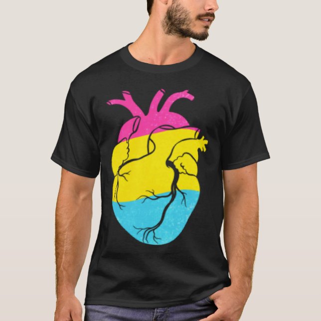 Pansexual Pride Heart Flag T-Shirt (Vorderseite)