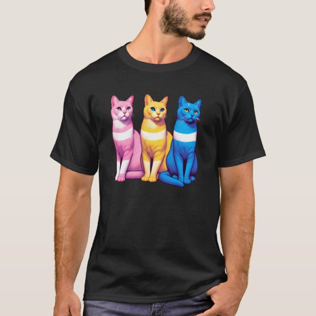Pansexual Prix Quee LGBT Katzen LGBTQ Kätzchen T-Shirt (Vorderseite)