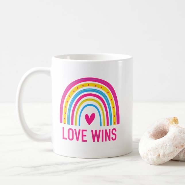 Pansexual Rainbow Liebe gewinnt Kaffeetasse (Mit Donut)