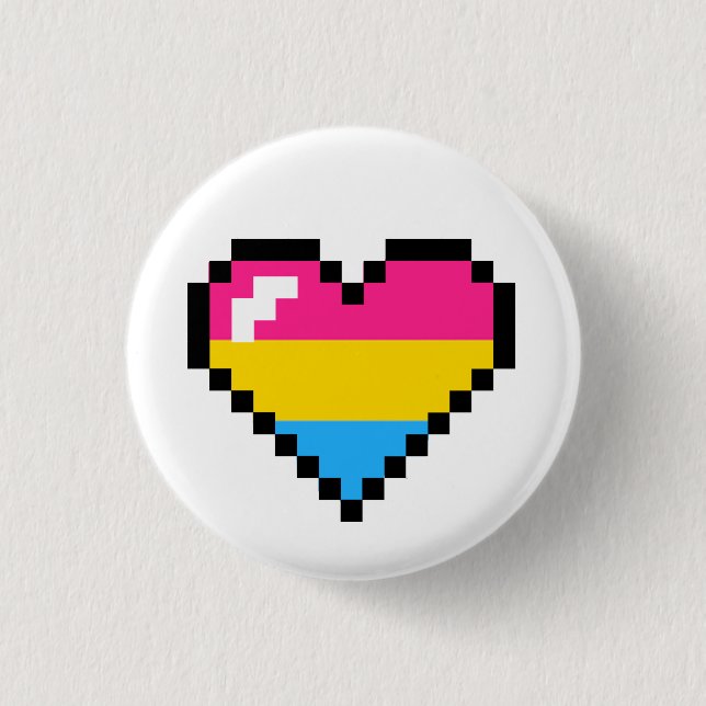 Pansexual Retro Stolz-8-Bitherz Button (Vorderseite)