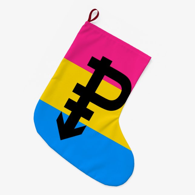 Pansexual-Stolperflagge Großer Weihnachtsstrumpf (Vorderansicht (hängend))