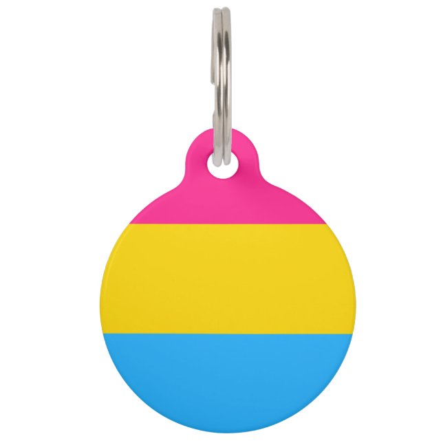 Pansexual-Stolperflagge Haustiermarke (Vorderseite)