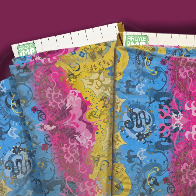 Pansexual Stolz Farbe Drachendamast Stoff (close-up with ruler)
