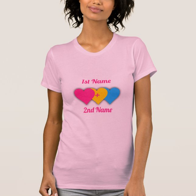 Pansexualität stolz Design mit Herzen / ein paar T T-Shirt (Vorderseite)