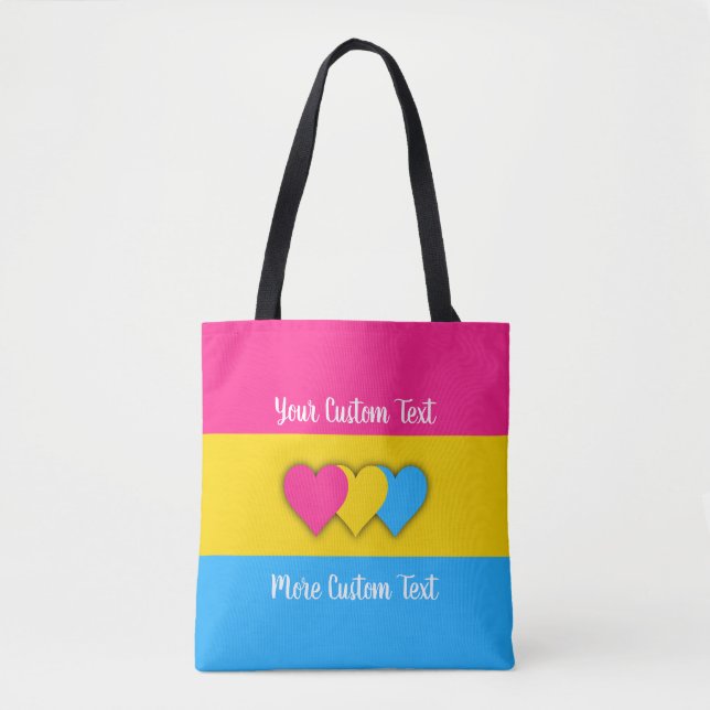 Pansexualitäts-Stolzflagge mit Text (Vorderseite)