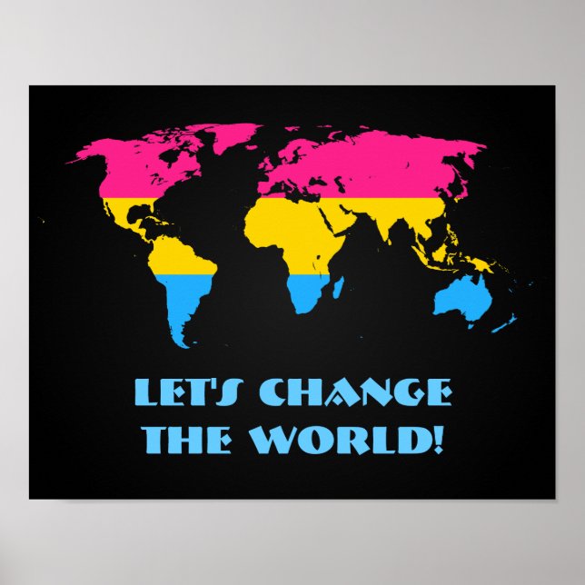 Pansexuality pride world mapposter poster (Vorne)