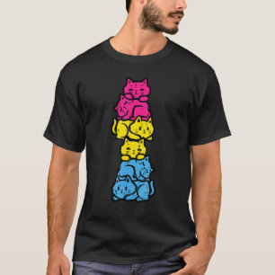 Pansexuelle Katzen stapel Pan Pride Flagge Lgbt Mä T-Shirt