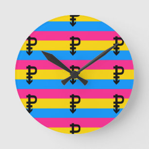 Pansexuelle Pride-Flagge Runde Wanduhr