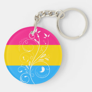 Pansexuellen-Stolzflagge Vintage-Blumenblüte Schlüsselanhänger