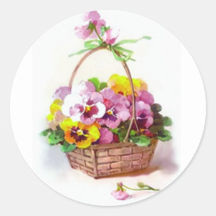 Pansy Basket Runder Aufkleber