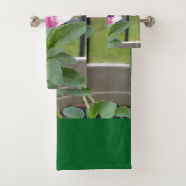 Pansy Bath Towels (Pink & Purple) Badhandtuch Set