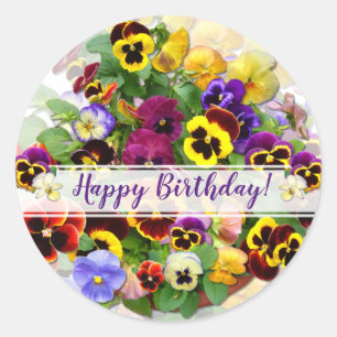 PANSY BEAUTY Birthday Runder Aufkleber