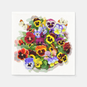 Pansy Beauty Collage mit Schmetterlingen Napkin Serviette