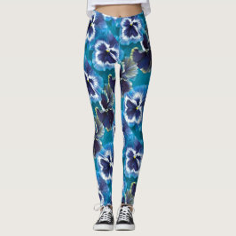 Pansy-blaue Blume bemalt Leggings
