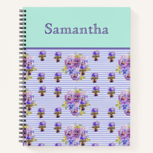 Pansy Blume Aqua floral Rezept Journal Notizbuch