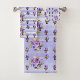Pansy Blume Aqua Ticino Giro del Malcantone Badhandtuch Set