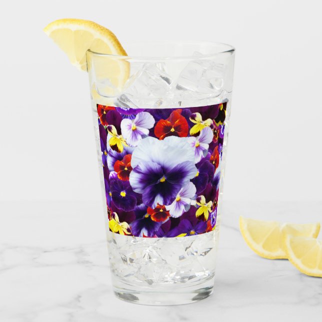 Pansy Blume Celebration, Trinkglas Glas (Vorderseite Ice)