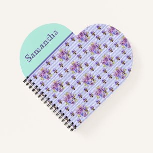 Pansy Blume Gelbes Aqua Strip Lila Stiefmütterchen Notizbuch