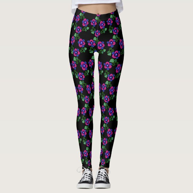 Pansy Blume Hübsch Floral Print Leggings (Vorderseite)