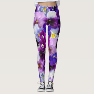 Pansy Blume Lila Violet und Blau Leggings