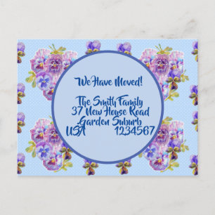 Pansy Blume neue Adresse Postkarte, wir bewegen un Postkarte