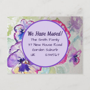 Pansy Blume neue Adresse Postkarte, wir bewegen un Postkarte