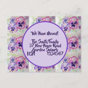 Pansy Blume neue Adresse Postkarte, wir bewegen un Postkarte