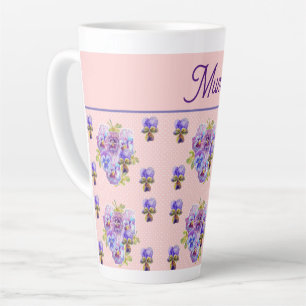 Pansy Blume Pink Dot Shabby Floral Mütter Tag Milchtasse