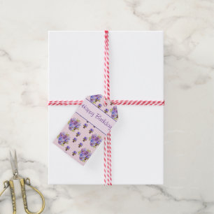 Pansy Blume Pink Stripe floral Happy Geburtstag Geschenkanhänger