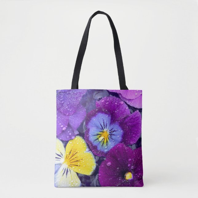 Pansy Blume schwimmen im Vogelbad mit Taube (Vorderseite)
