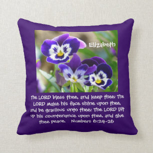 Pansy-Blume u. Scripturethrow-Kissen Kissen