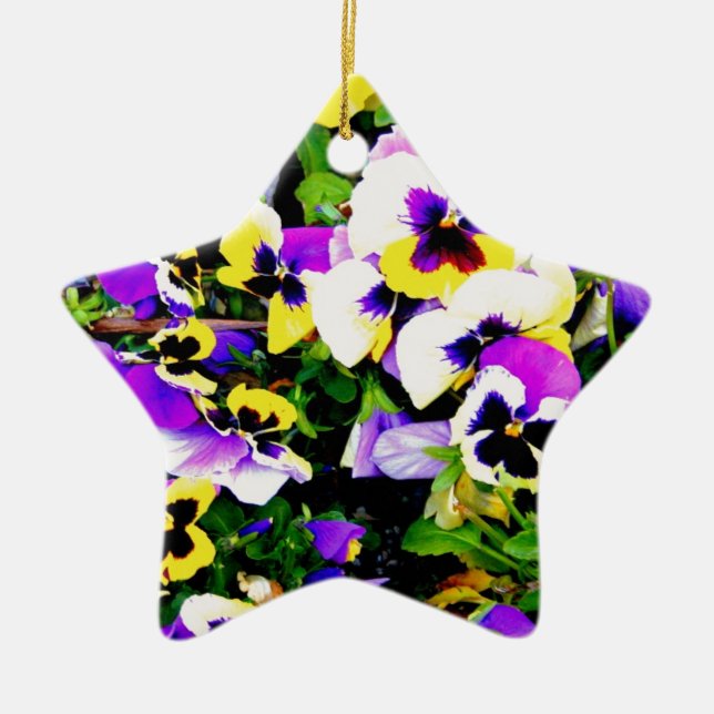 Pansy-Blumen Keramik Ornament (Vorne)