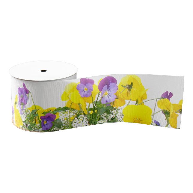 Pansy-BlumenBlumen-Gartengrosgrain-Band Ripsband (Spule)