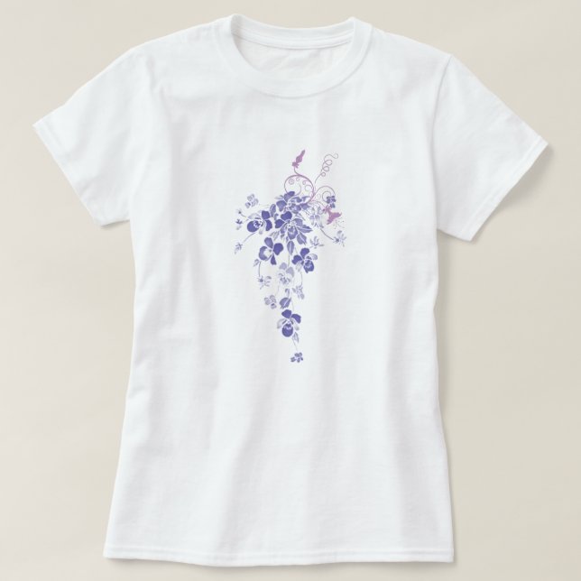 Pansy-Blumenstrauß - das Shirt der Frauen - Weiß (Design vorne)
